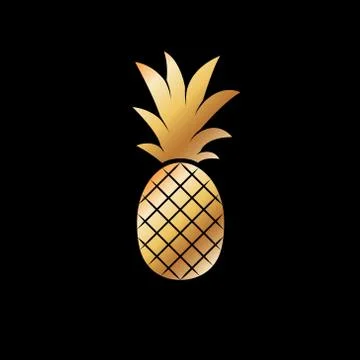 Gold Pineapple fruit. Vector illustration. Illustrazione stock