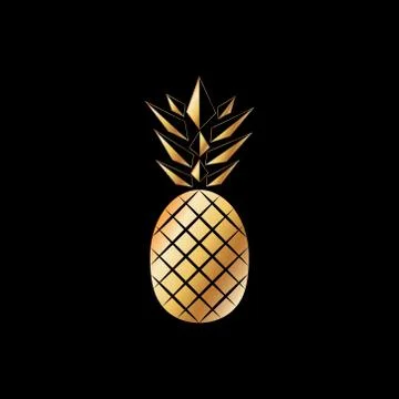 Gold Pineapple fruit. Vector illustration. Stock Illustration