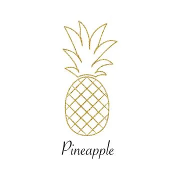 Gold Pineapple fruit. Vector illustration. Illustrazione stock