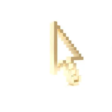 Gold Pixel arrow cursor icon isolated on white background. 3d illustration 3D Stock Illustration