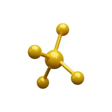 Gold plastic molecule element. 3D icon. Stock Illustration