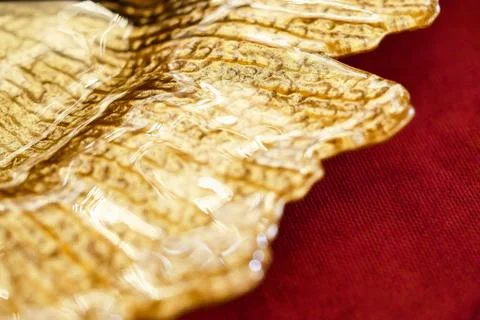 Gold plate, decorations, table setting Stock Photos