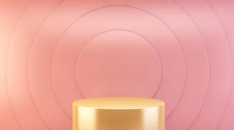Gold platform on abstract pink background Stock Illustration