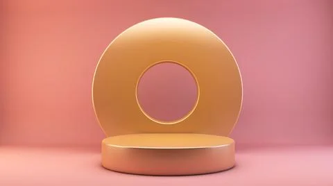 Gold platform on pink background Stock Illustration