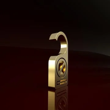 Gold Please do not disturb icon isolated on brown background. Hotel Door Hang Stock Illustration