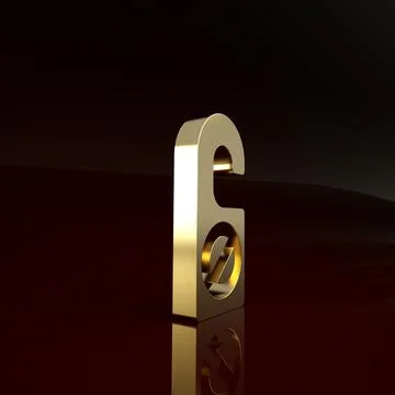 Gold Please do not disturb icon isolated on brown background. Hotel Door Hang Stock Illustration
