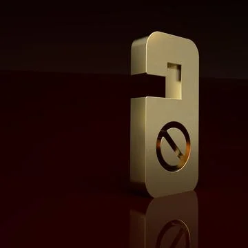 Gold Please do not disturb icon isolated on brown background. Hotel Door Hanger Stock Illustration
