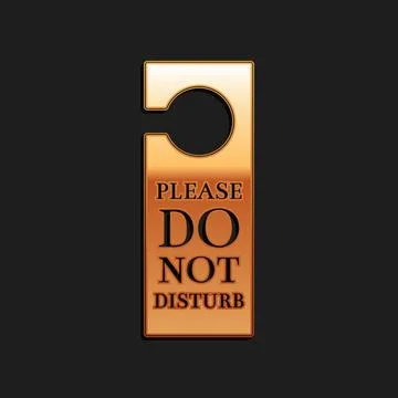 Gold Please do not disturb icon isolated on black background. Hotel Door Hanger Stock Illustration