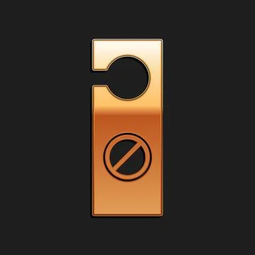 Gold Please do not disturb icon isolated on black background. Hotel Door Hanger 库存插图
