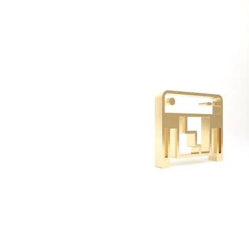Gold Plotter icon isolated on white background. Large format multifunction pr イラスト素材