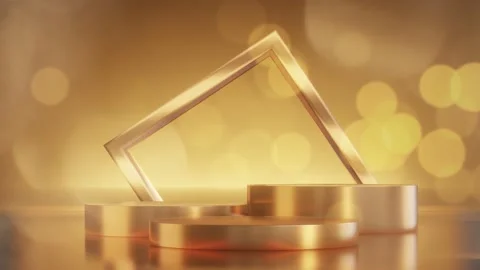 Gold podium background with rectangle geometric. Stock Footage 229472550