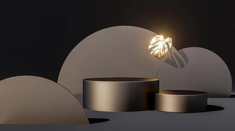 Gold podium on dark background Empty pedestal for award ceremony. Platform il Stock Illustration