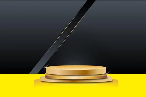 Gold podium with dark background Stock Illustration