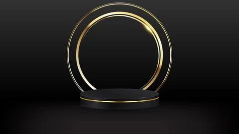 Gold podium for product presentation vector illustration. Abstract empty go.. Illustrazione stock