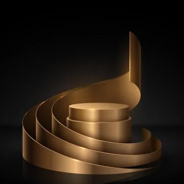 Gold podium with spiral decor elements Stock Illustration