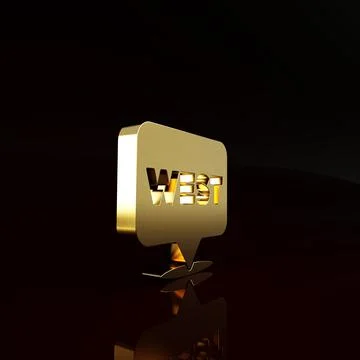 Gold Pointer to wild west icon isolated on brown background. Western signboar 스톡 일러스트