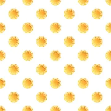 Gold poker chips creating seamless gamble pattern Stock Illustration