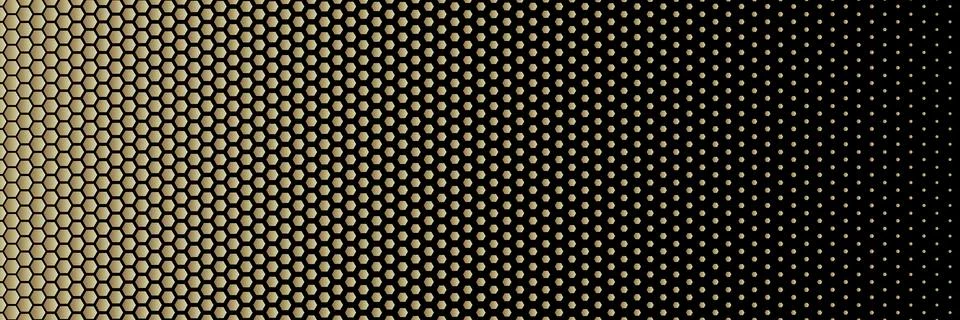 Gold polygon halftone dots effect. Horizontal halftone effect. Stock Illustration