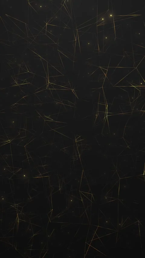 Gold polygon network dark background connected thin lines, glowing points, and a Stock Footage 340577603
