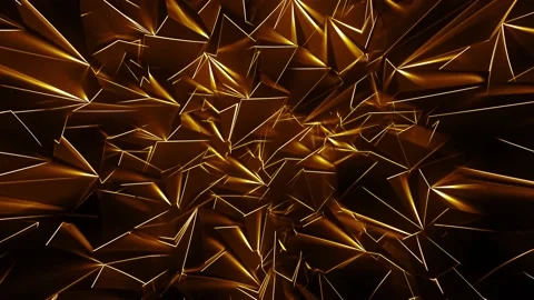 Gold Polygonal Background with Glowing Edges Stock Footage 135808445