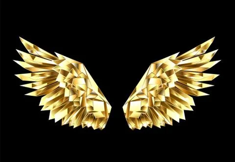 Gold polygonal wings Stock Illustration