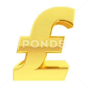 Gold pound sign with gradient reflections isolated on white Stock Illustration