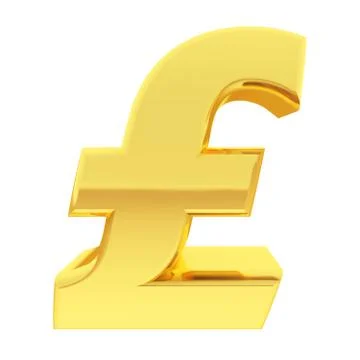 Gold pound sign with gradient reflections isolated on white Stock Illustration