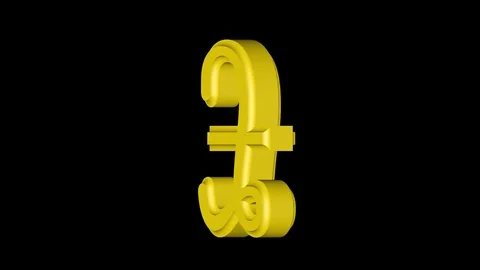 Gold pound sign isolated on alpha channel, seamless loop Stock Footage