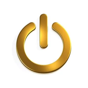 Gold Power Button Computer. 3D Render Illustration Stock Illustration