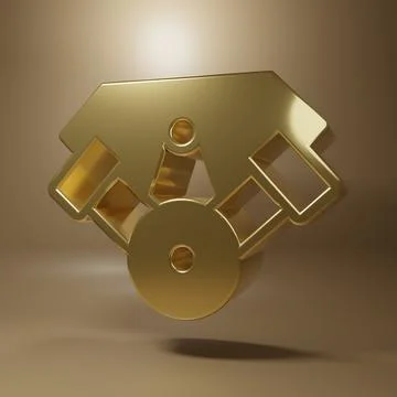 Gold Power car engine icon isolated on brown background. Minimalism concept.. Stock Illustration
