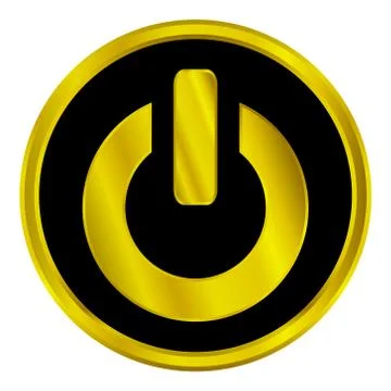 Gold power sign button Illustrazione stock