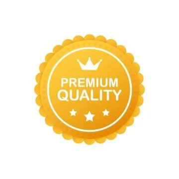 Gold premium quality rosette with red ribbon on white background. Vector illu イラスト素材