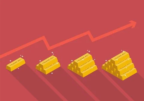 Gold price with graph up Stock Illustration
