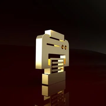 Gold Printer icon isolated on brown background. Minimalism concept. 3d illust イラスト素材