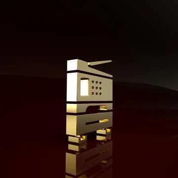 Gold Printer icon isolated on brown background. Minimalism concept. 3d illust イラスト素材