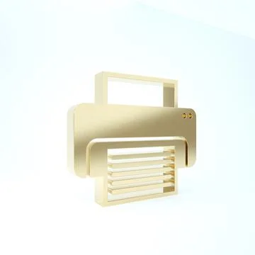 Gold Printer icon isolated on white background. 3d illustration 3D render イラスト素材