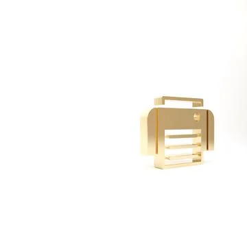 Gold Printer icon isolated on white background. 3d illustration 3D render イラスト素材