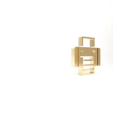 Gold Printer icon isolated on white background. 3d illustration 3D render Stock Illustration