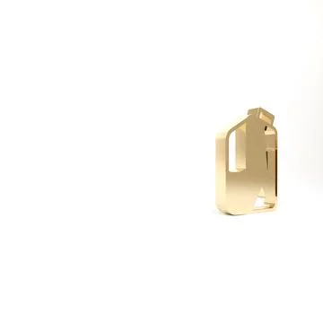 Gold Printer ink bottle icon isolated on white background. 3d illustration 3D 스톡 일러스트