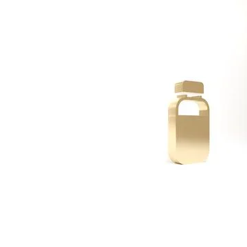 Gold Printer ink bottle icon isolated on white background. 3d illustration 3D 스톡 일러스트