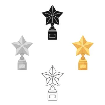 Gold prize in the shape of a star on a stand.The statue in the first place 库存插图