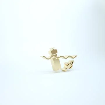 Gold The problem of pollution of the ocean icon isolated on white background. Stock Illustration