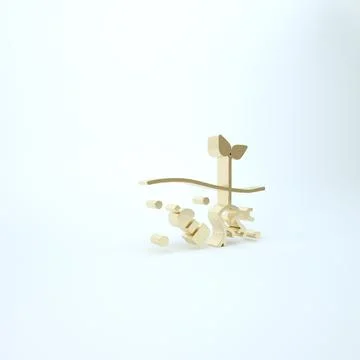Gold The problem of pollution of the planet icon isolated on white background Stock Illustration