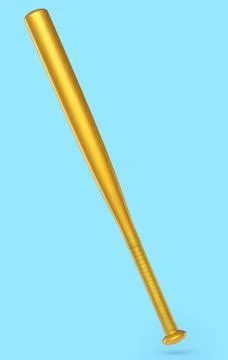 Gold professional softball or baseball bat isolated on blue background. Stock Illustration