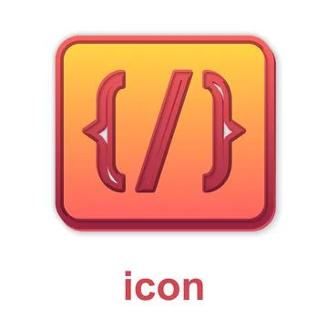 Gold Programming language syntax icon isolated on white background. Syntax Stock Illustration