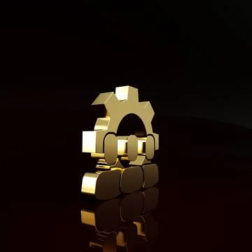 Gold Project team base icon isolated on brown background. Business analysis a Stock Illustration