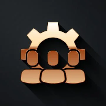 Gold Project team base icon isolated on black background. Business analysis and 스톡 일러스트