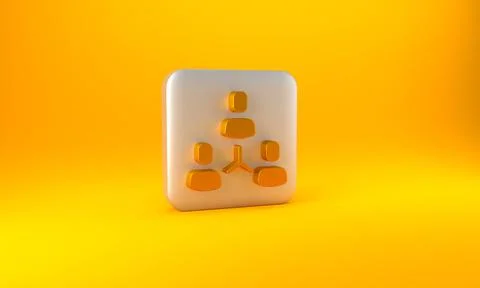 Gold Project team base icon isolated on yellow background. Business analysis and Illustrazione stock