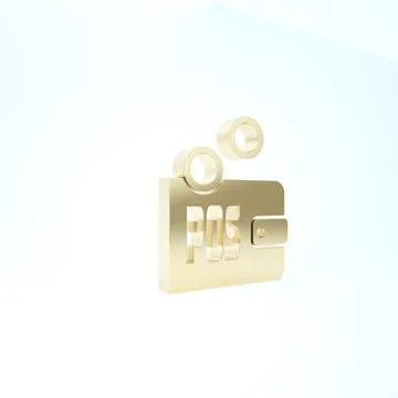 Gold Proof of stake icon isolated on white background. Cryptocurrency economy Illustrazione stock