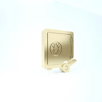 Gold Proof of stake icon isolated on white background. Cryptocurrency economy 库存插图